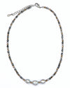 GREY PEARL NECKLACE WITH MULTI-COLORED ACCENT CHAIN
