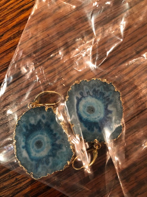 TURQUOISE AGATE IN GOLD EARRINGS
