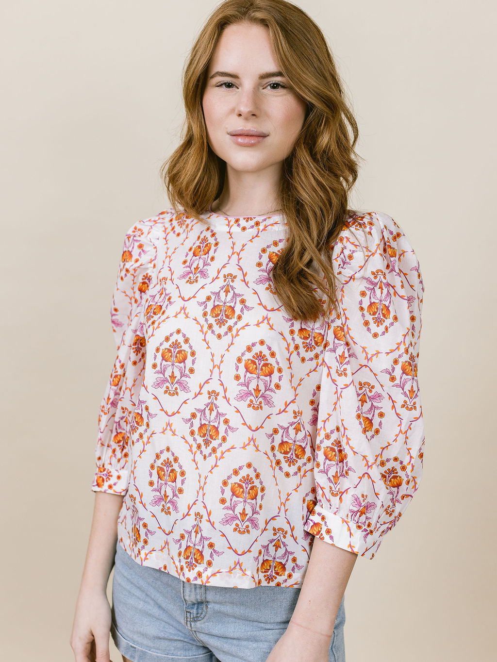 DARBY TOP - CALICO PINK