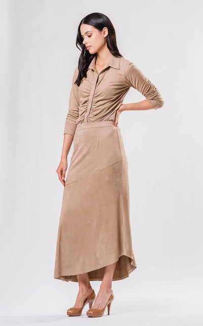 CHANTELLE SKIRT - TAUPE SUEDE